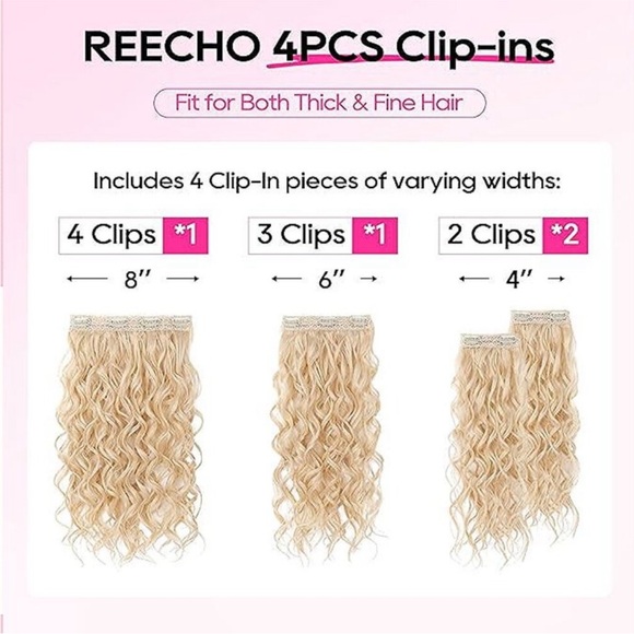 Curly Hair Extensions, 4PCS 16 inch Clip in Hair Extensions Lace Weft Short Curl main image 6
